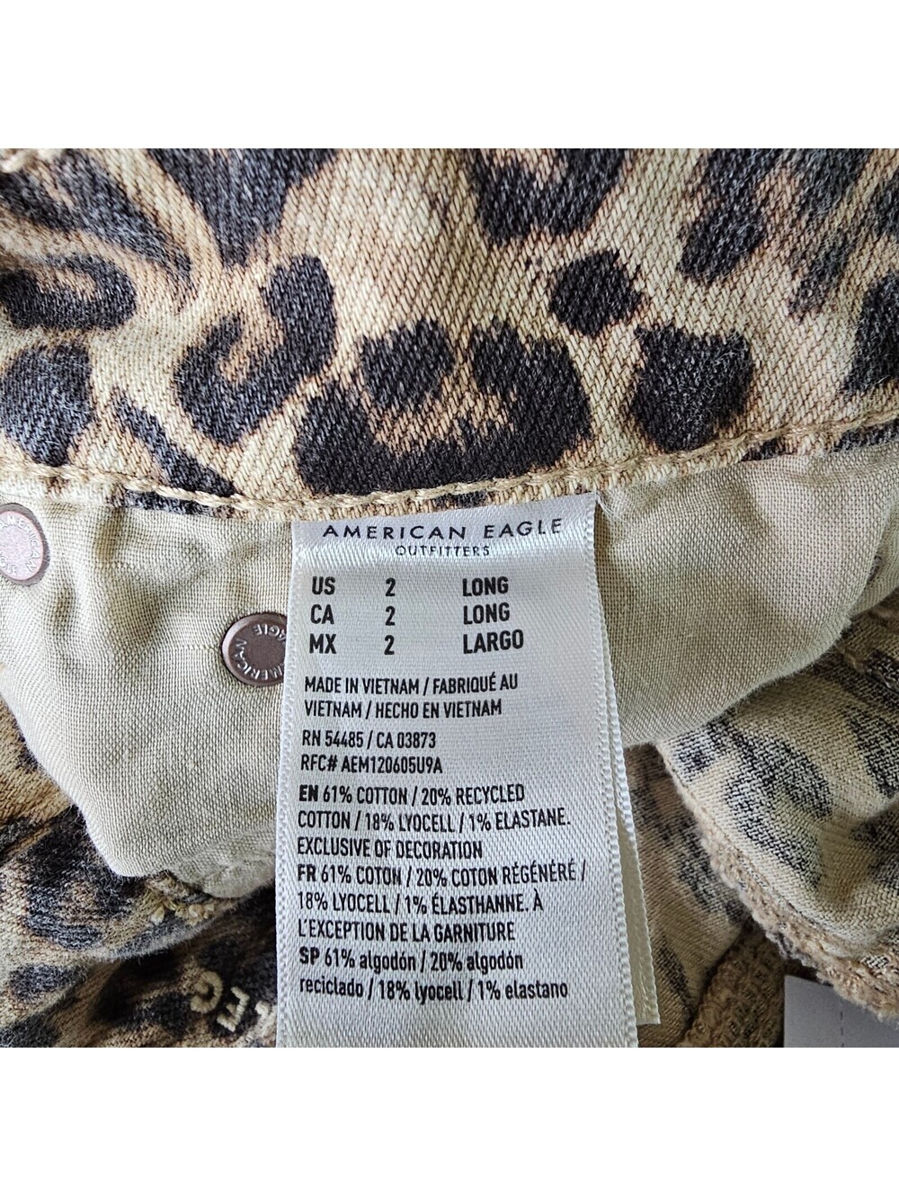 American Eagle Leopard Print Wide Leg Pants sz 2 Long - Picture 12 of 12